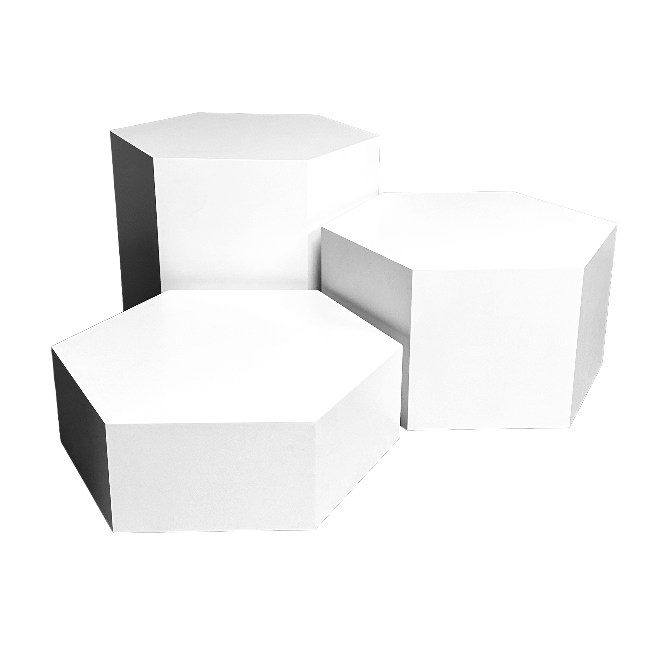 White Hexagon Pedestal 20 x 12" H
